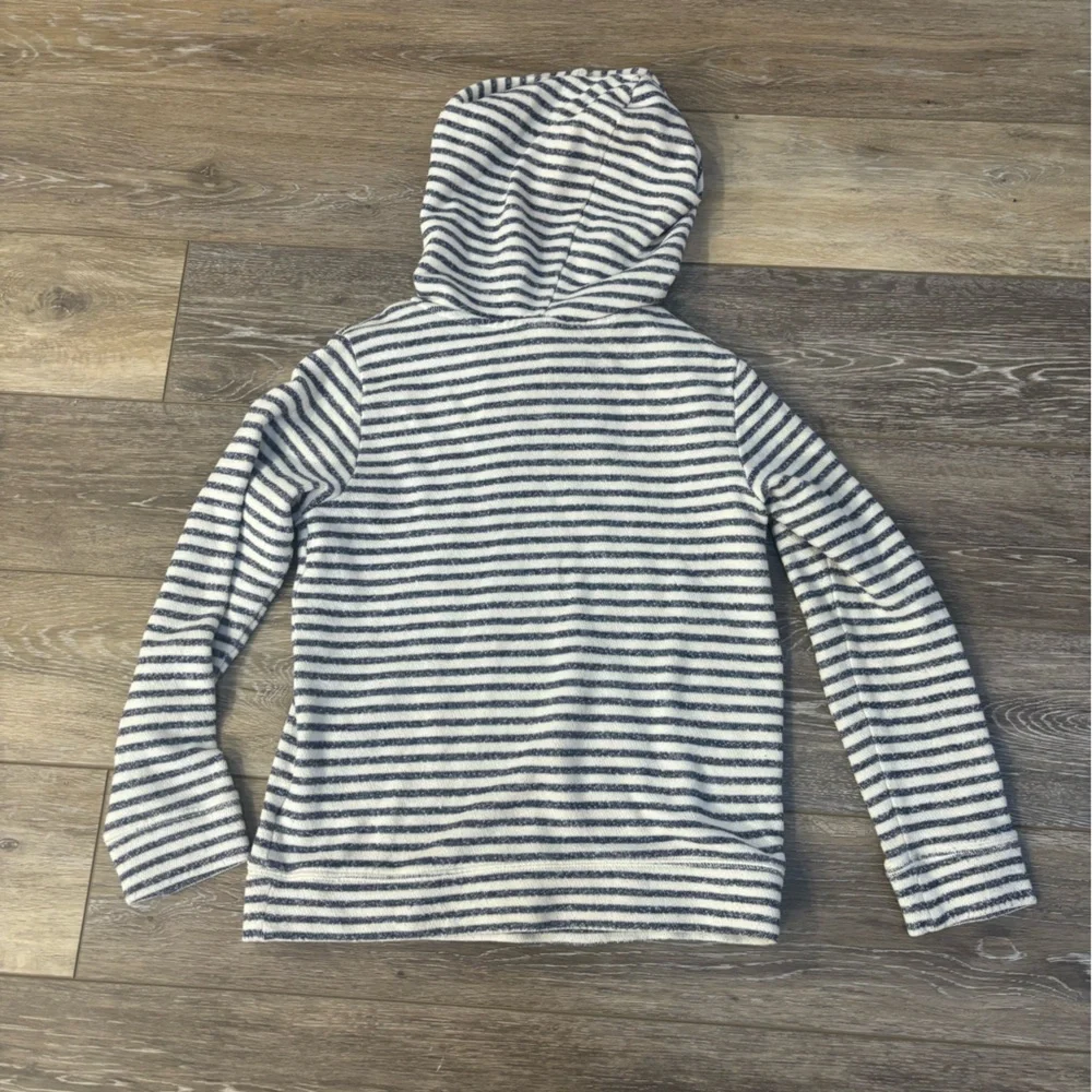 Old Navy Hoodie Kids 10/12 Blue White Striped Lightweight Pullover Coastal Beach